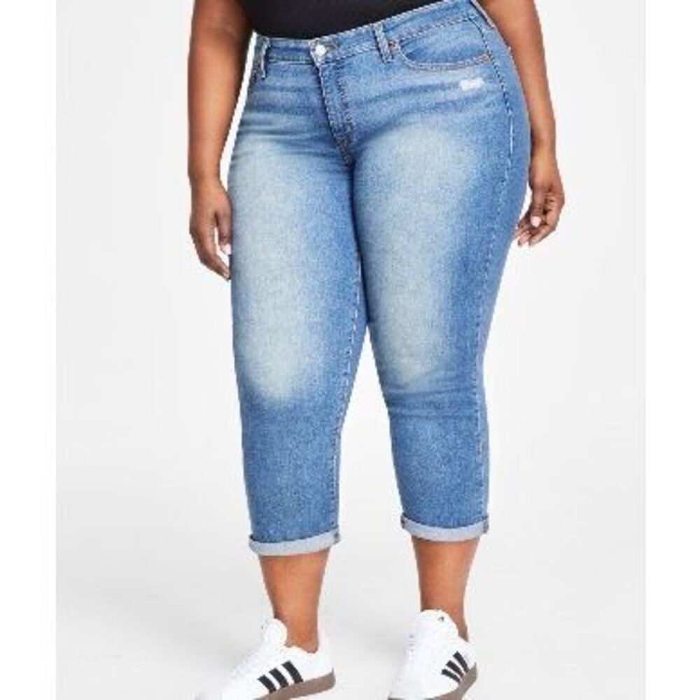 Levi’s Mid Rise Roll-Cuff Boyfriend Denim Jeans Driving Away 18W